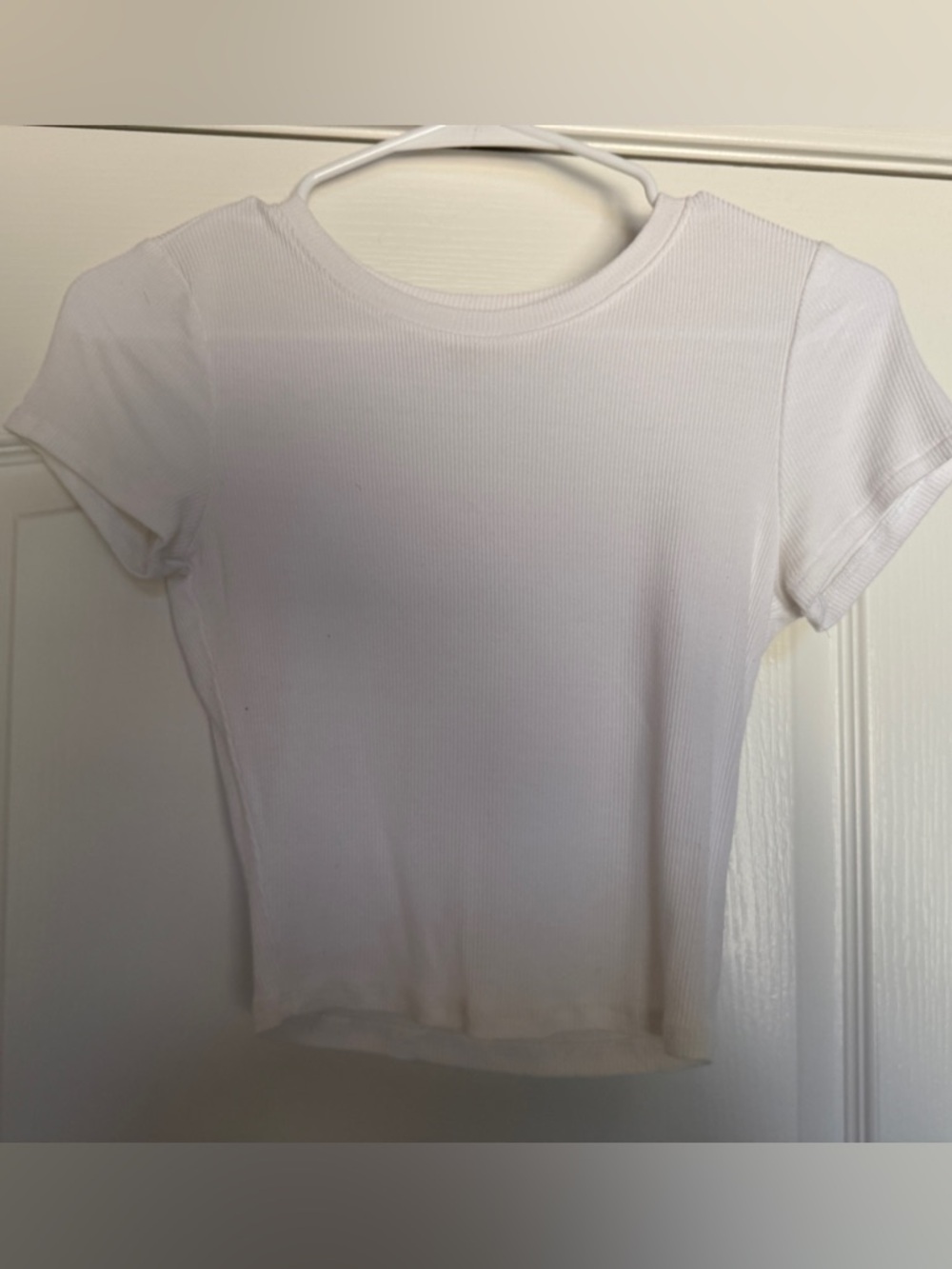 Bozzolo White Ribbed Short Sleeve Tee